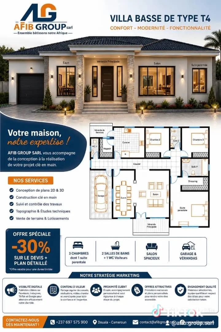 Villa basse de type T4 AFIB GROUP