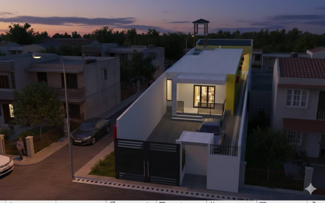Rendu 3D villa AFIB GROUP — vue de nuit